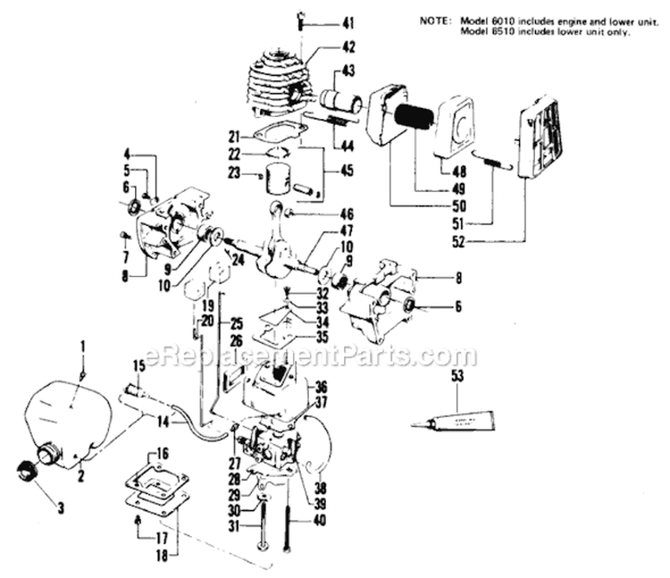 Page B Diagram and Parts List for 6510  Weed Eater Trimmer